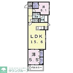 西武池袋線 保谷駅 徒歩9分の賃貸マンション 1階2LDKの間取り