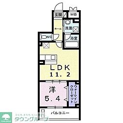 西武池袋線 保谷駅 徒歩9分の賃貸マンション 1階1LDKの間取り
