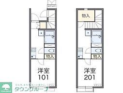 JR中央線 武蔵小金井駅 徒歩22分の賃貸アパート 1階1Kの間取り