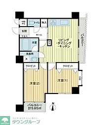 西武新宿線 都立家政駅 徒歩7分の賃貸マンション 4階2LDKの間取り