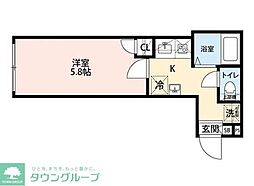 西武池袋線 中村橋駅 徒歩8分の賃貸アパート 2階1Kの間取り