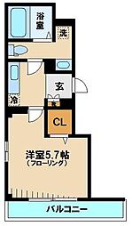 都営大江戸線 練馬駅 徒歩4分の賃貸マンション 3階1Kの間取り