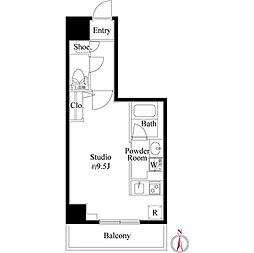 西武新宿線 東伏見駅 徒歩10分の賃貸マンション 4階ワンルームの間取り