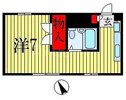 JR総武線 西船橋駅 徒歩10分の賃貸アパート 2階ワンルームの間取り
