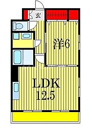JR総武本線 市川駅 徒歩5分の賃貸マンション 1階1LDKの間取り