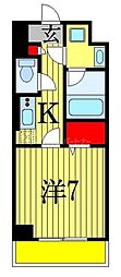 JR総武線 船橋駅 徒歩10分の賃貸マンション 2階1Kの間取り