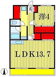 ドミール瑞來 1LDKの間取図画像