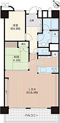 行徳ハイム2号棟 2LDKの間取図画像
