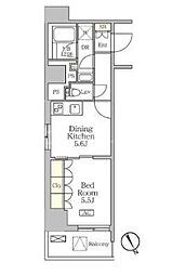 リーフシティ市川ザ・レジデンス 1DKの間取図画像