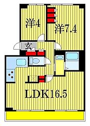 グロースメゾン海神A棟 2LDKの間取図画像