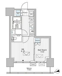 パークアクシス市川 1DKの間取図画像