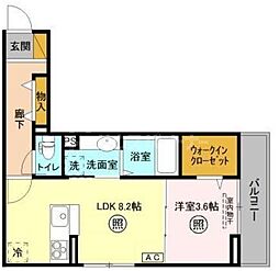 ウィン行徳 1LDKの間取図画像