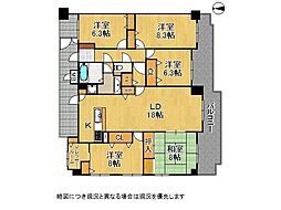 コスモ萩原天神 5LDKの間取図画像