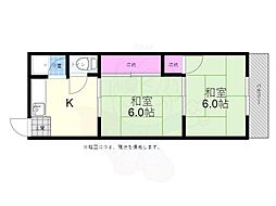 泊野ビル 5階2DKの間取り