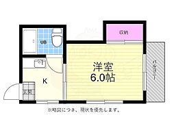 広島電鉄2系統 銀山町駅 徒歩3分の賃貸マンション 5階1Kの間取り
