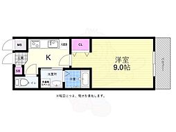広島電鉄2系統 西観音町駅 徒歩11分の賃貸マンション 6階1Kの間取り