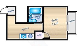 Sビル本川 4階1Kの間取り
