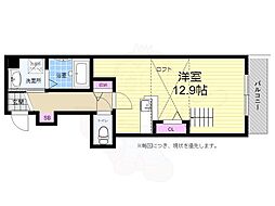 広島電鉄1系統 中電前駅 徒歩7分の賃貸マンション 3階ワンルームの間取り