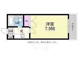 ベルメゾン大芝 1Kの間取図画像