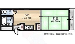 寺川ビル 1DKの間取図画像