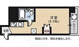 広島電鉄6系統 土橋駅 徒歩3分の賃貸マンション 2階ワンルームの間取り