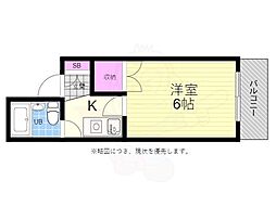 ジャルダン中山 3階1Kの間取り