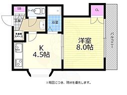 広島電鉄5系統 比治山橋駅 徒歩4分の賃貸マンション 6階1Kの間取り