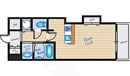 広島電鉄1系統 市役所前駅 徒歩9分の賃貸マンション 11階1Kの間取り