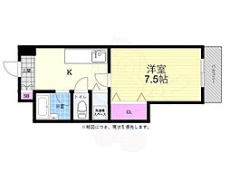 ヴェルマーレ中広 3階1DKの間取り