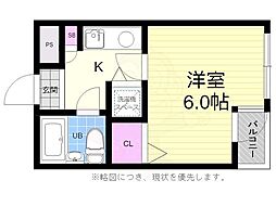 第12片山ビル 3階1Kの間取り