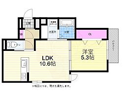 広島電鉄6系統 江波駅 徒歩9分の賃貸アパート 3階1LDKの間取り