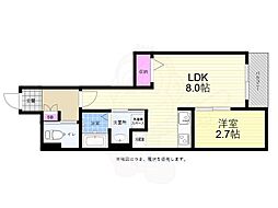 広島電鉄6系統 舟入川口町駅 徒歩3分の賃貸アパート 1階1LDKの間取り