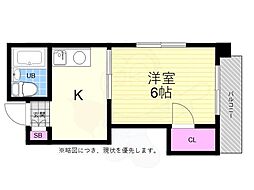 広島電鉄8系統 十日市町駅 徒歩3分の賃貸マンション 6階1Kの間取り