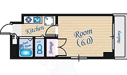 広島電鉄1系統 鷹野橋駅 徒歩2分の賃貸マンション 2階1Kの間取り