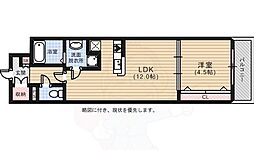 広島電鉄6系統 舟入本町駅 徒歩4分の賃貸マンション 8階1LDKの間取り