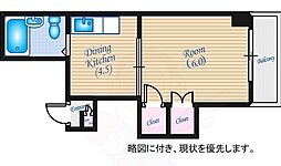 平野町中央ビル 3階1DKの間取り