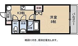ロアール榎町 7階1Kの間取り