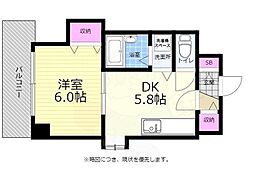 SINCERE-舟入 1DKの間取図画像