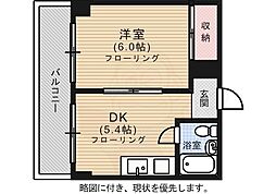 金子ビル 3階1DKの間取り