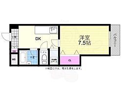 ヴェルマーレ中広 8階1DKの間取り
