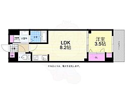 広島電鉄2系統 天満町駅 徒歩3分の賃貸マンション 2階1LDKの間取り