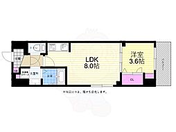 広島電鉄2系統 天満町駅 徒歩3分の賃貸マンション 2階1LDKの間取り