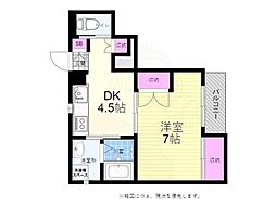 シャインプレイス 1階1DKの間取り