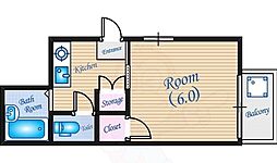 森脇マンション 2階1Kの間取り