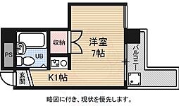 広島電鉄1系統 鷹野橋駅 徒歩7分の賃貸マンション 4階ワンルームの間取り
