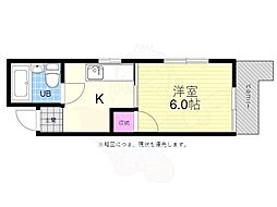 外尾ビル 1Kの間取図画像
