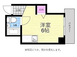 プログレス本川 4階ワンルームの間取り