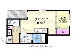 広島電鉄6系統 江波駅 徒歩6分の賃貸アパート 3階1LDKの間取り