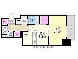 広島電鉄1系統 市役所前駅 徒歩4分の賃貸マンション 11階1DKの間取り