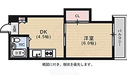 レジデンス楠木 1DKの間取図画像